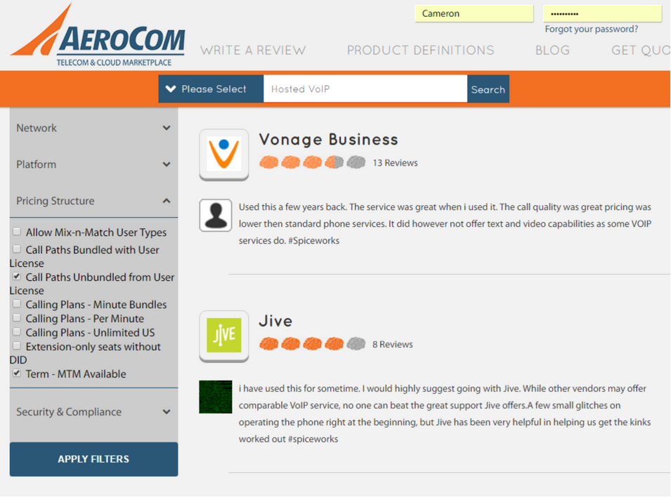 Hosted VoIP provider finder